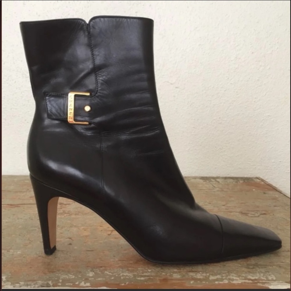 CHANEL BOOTIES with gold hardware in EUC - Picture 2 of 7